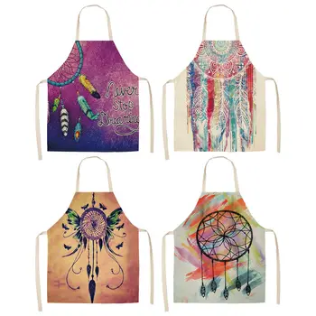 

1Pcs Feather Pattern Kitchen Aprons Dinner Party BBQ Cooking Waist Bib Cotton Linen Funny Pinafore Cleaning Tools 53*65cm A1046