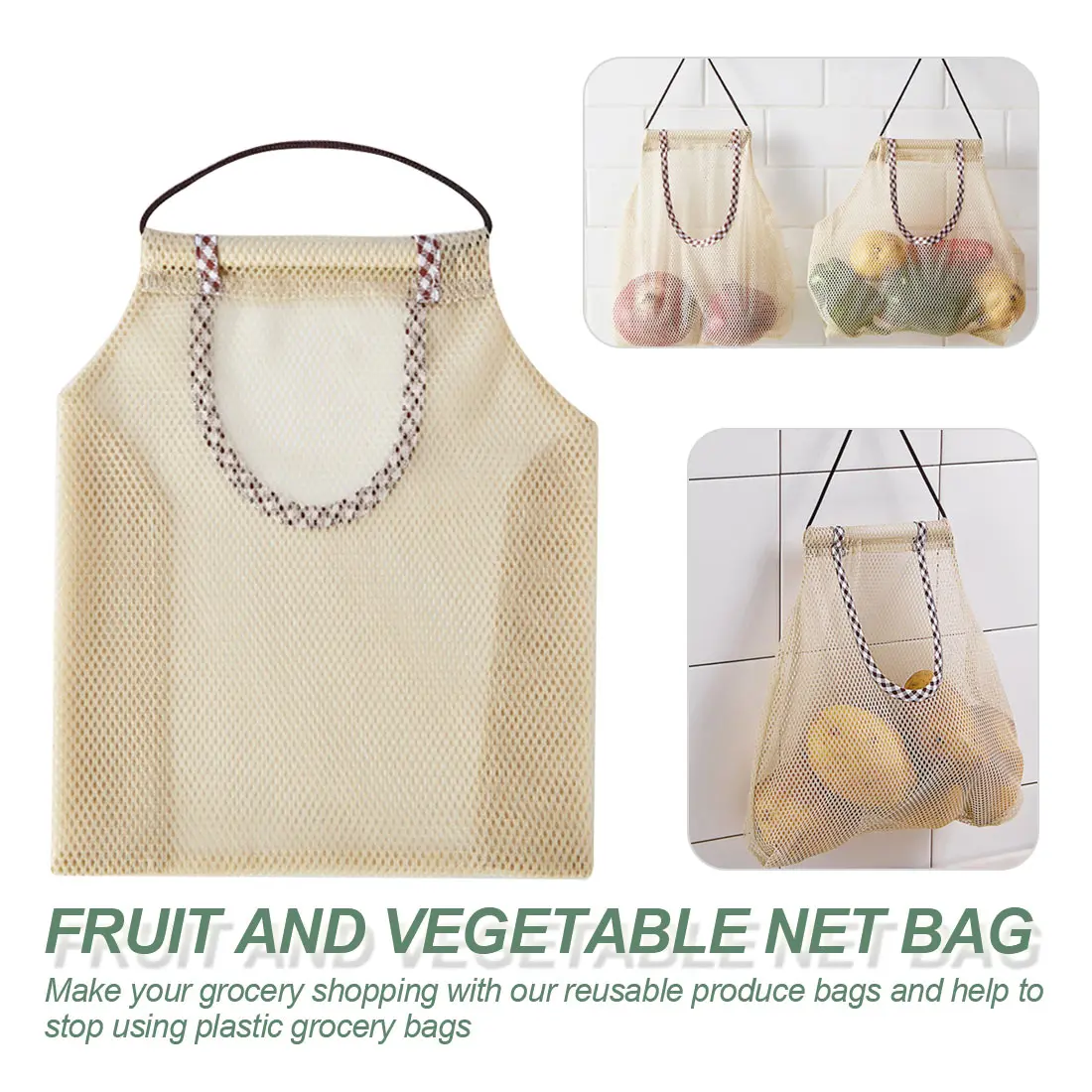 

Bag Kitchen Accessories Reusable Produce Fruit Vegetable Bags Cotton Mesh Storage Bags for Potato Onion Market bag Shopping