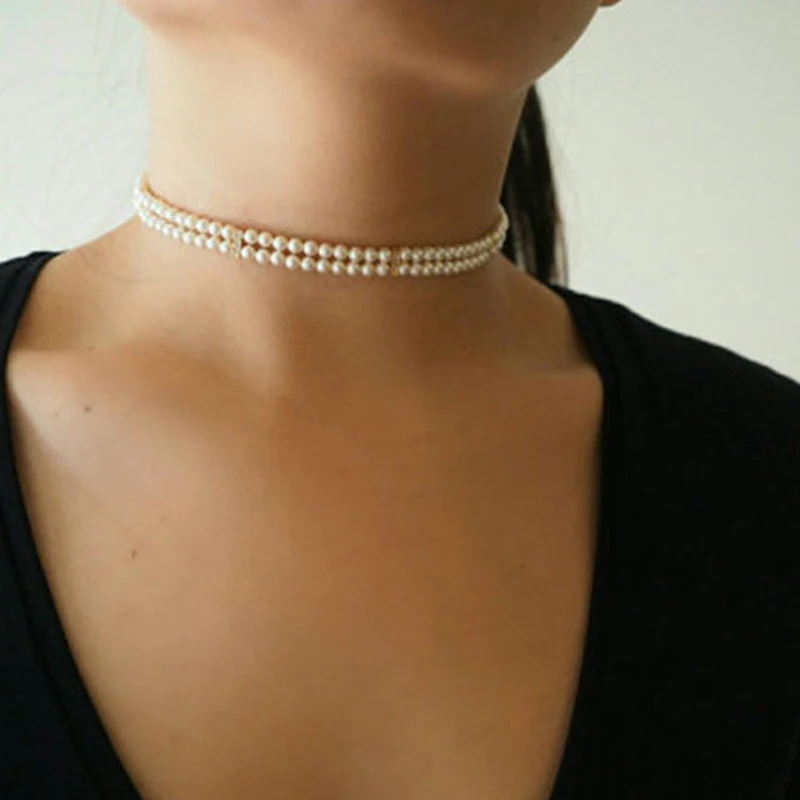 Женское Двухслойное ожерелье чокер с жемчугом|chokers necklaces for women|choker necklacepearl choker
