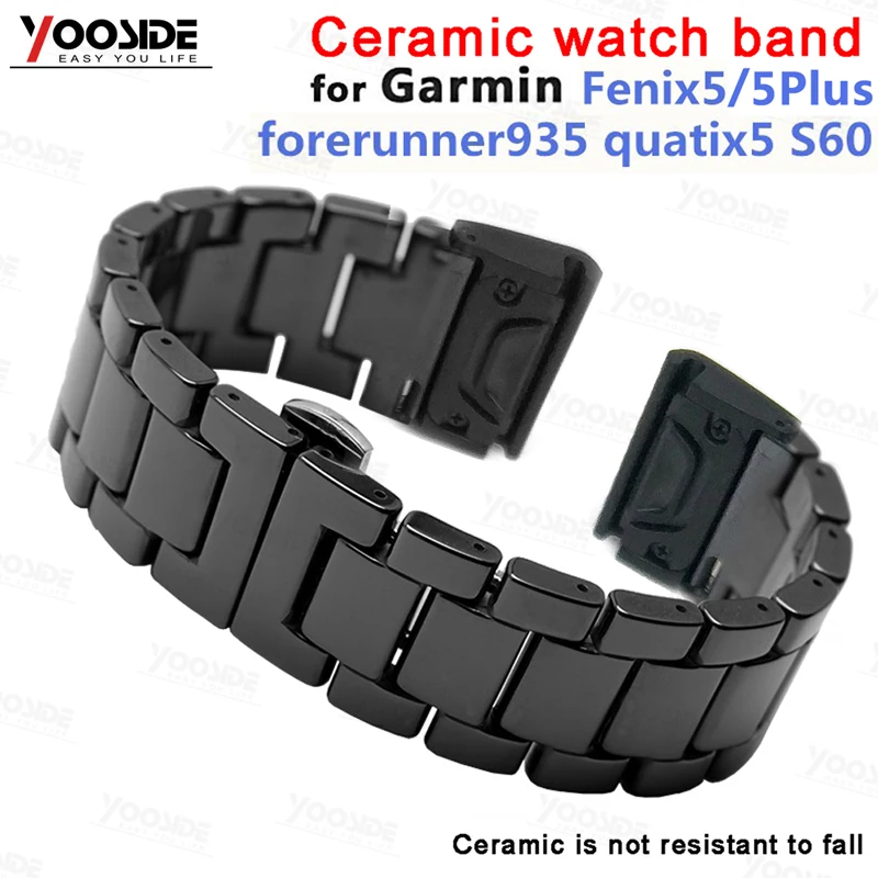 Fivela para Garmin Pulseira de Relógio Yooside Borboleta Cerâmica Fenix 5 – Plus Forerunner 935 Quatix Abordagem S60 Ajuste Rápido 22mm