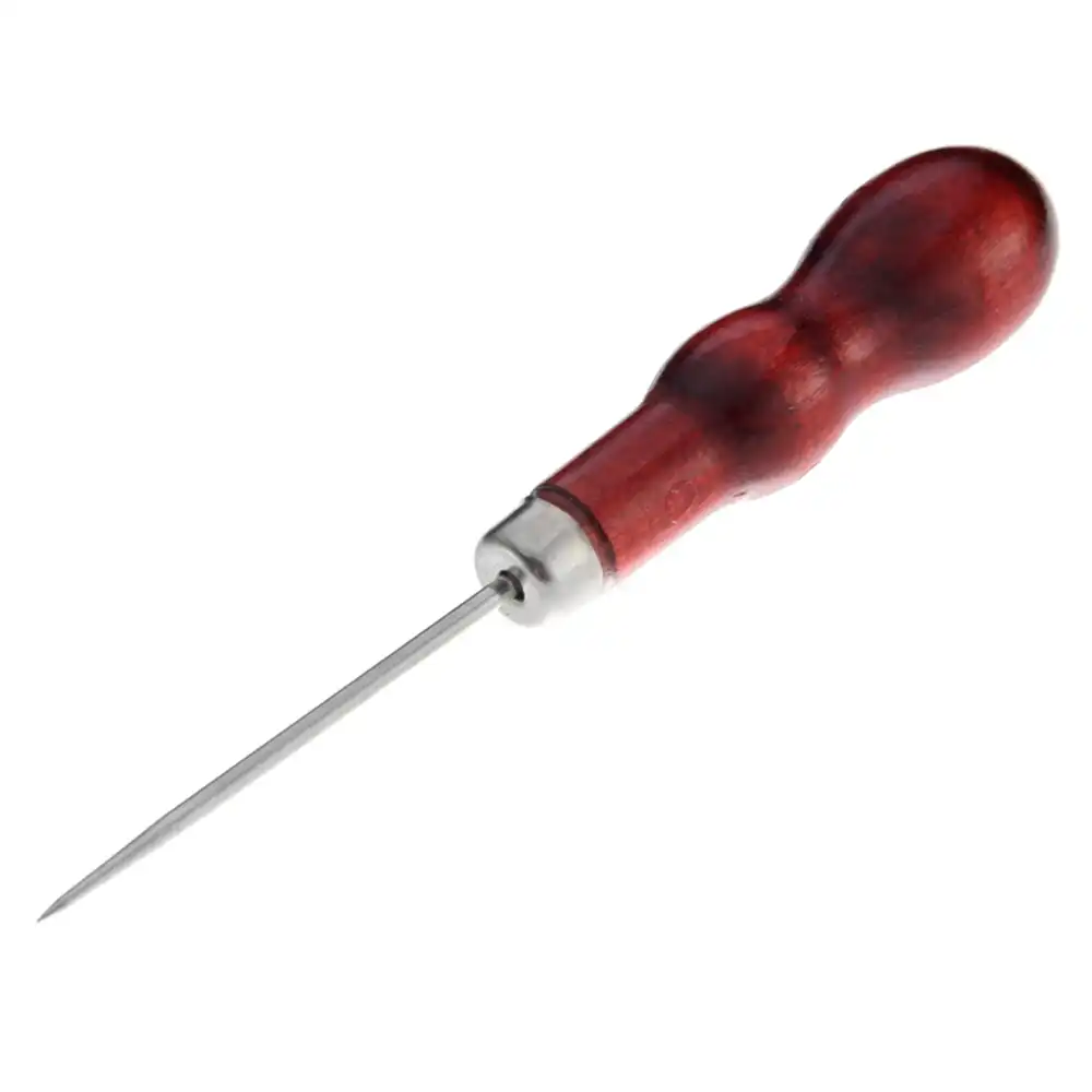 5pcs Professional Leather Wood Handle Awl Tools For Leathercrafts Stitching Sew