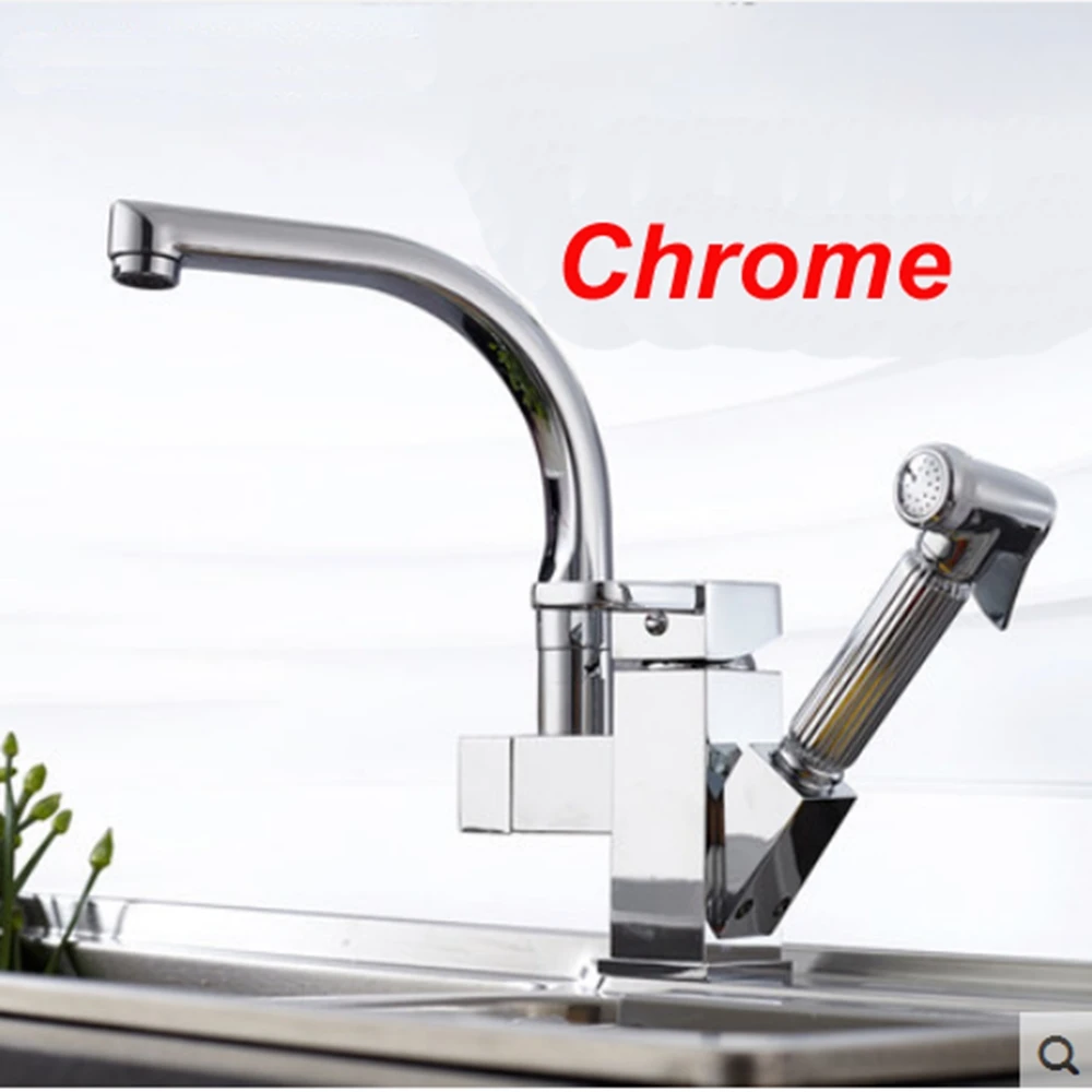 Hot Sale Kitchen Faucet Chrome Finish Deck Mounted With Pull Out Sprayer