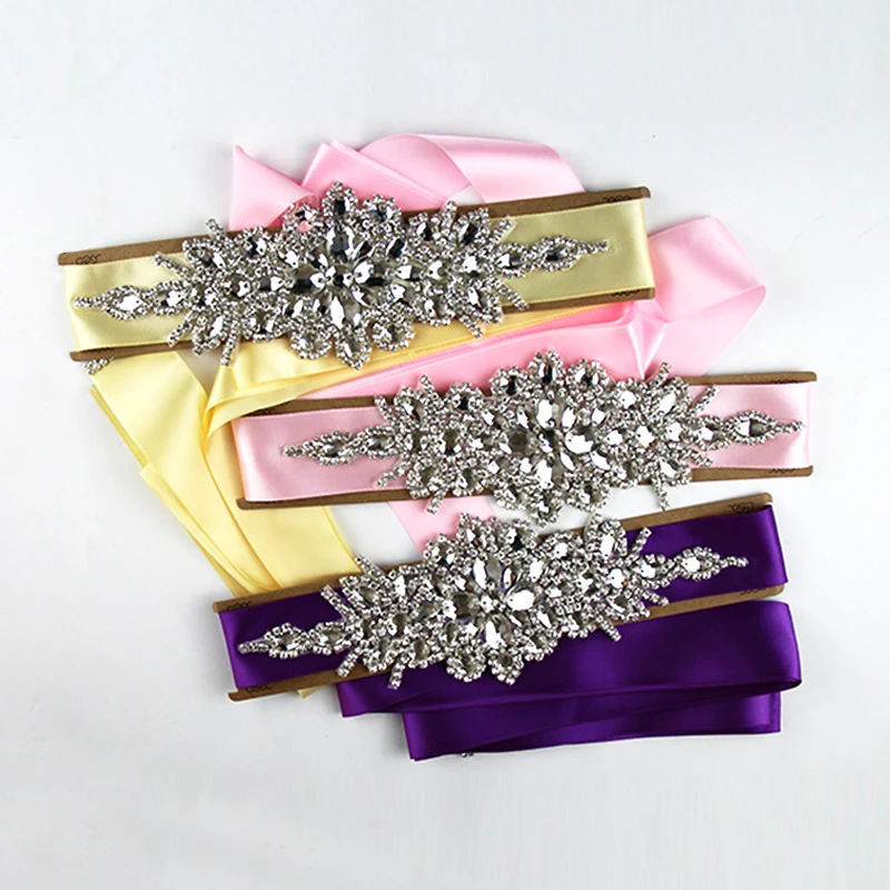 

Rhinestone Bridal Waist Belt Satin Ribbon Trim Applique Wedding Dress Gown Decor Wedding Belt Bride Crystal Girdle