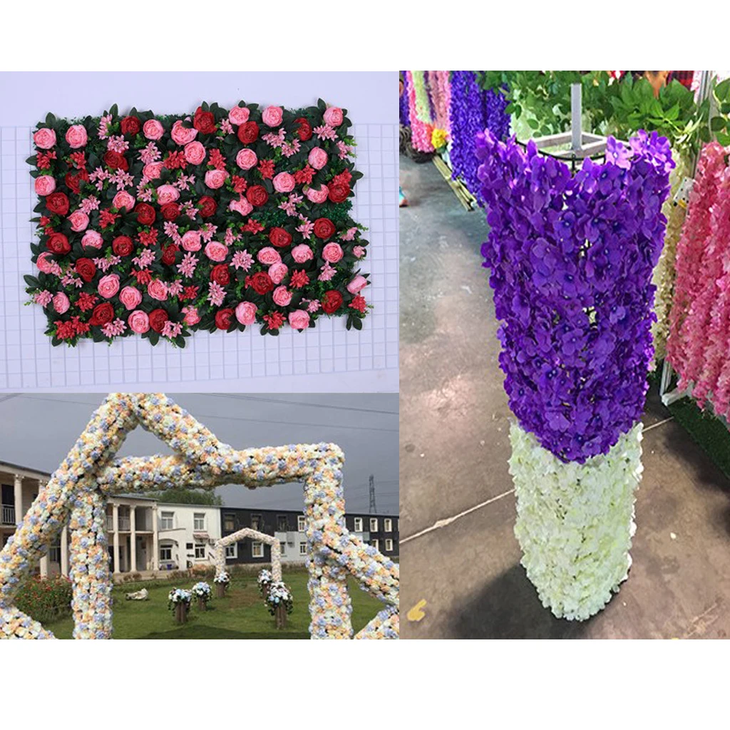 Artificial Rose Flower Wall Panels- Hanging Ornaments for Wedding Venue, Party Backdrops DIY Art Decorations, 16×24inch