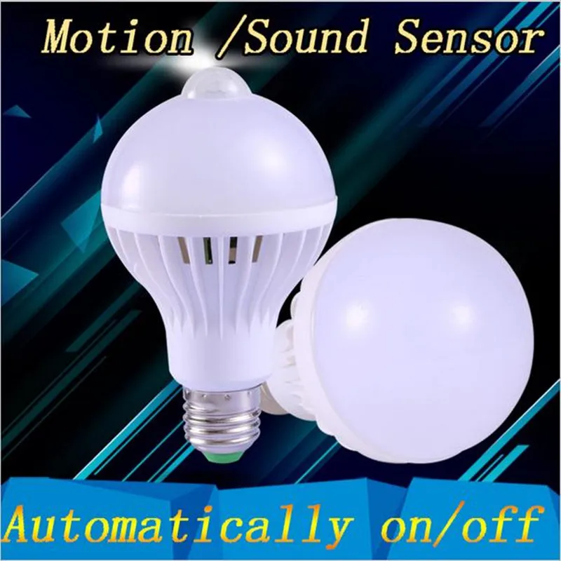 

PIR Motion Sensor Lamp 3W 5W 7W 9W E27 220V Led Bulb Sound Sensor Auto Smart Bulb Infrared Body Lamp With Motion Sensor Light