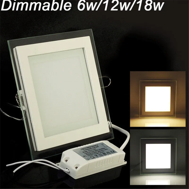 DHL-Free-ship-6W-12W-18W-LED-Panel-Downlight-Square-Glass-Panel-Lights-High-Brightness-Ceiling