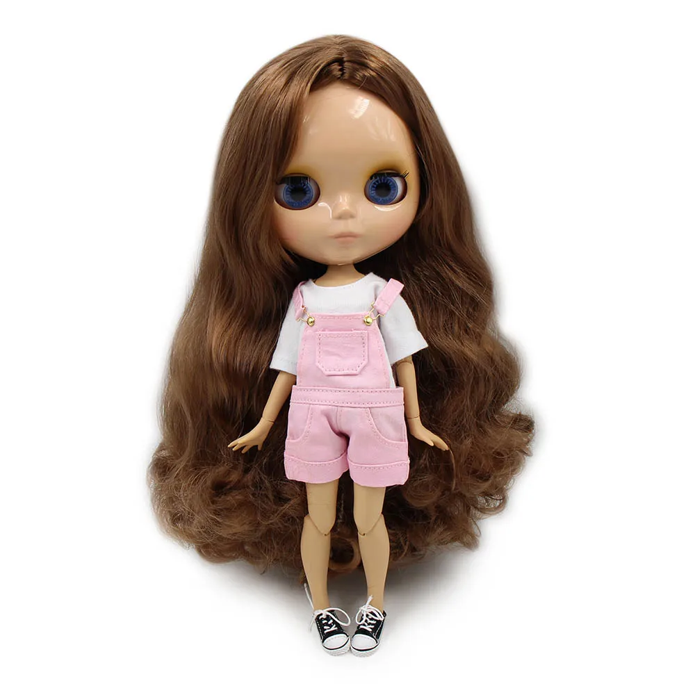 

Blyth 1/6 Joint Body Nude Doll 30cm brown curly Hair Tan Skin no bangs/with fringe Big Breast girl toy No.280BL9158 BJD gift