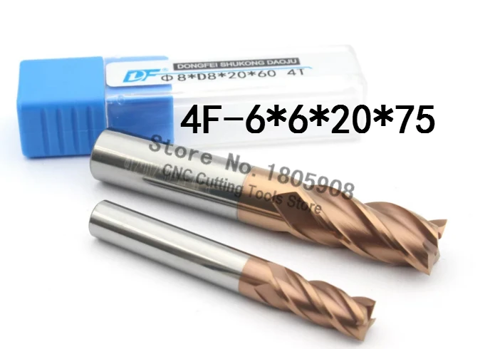 

1PCS HRC60 Long carbide alloy cutter 4F-6*6*20*75L,high quality tungsten steel milling cutter,CNC milling tools, CNC machine