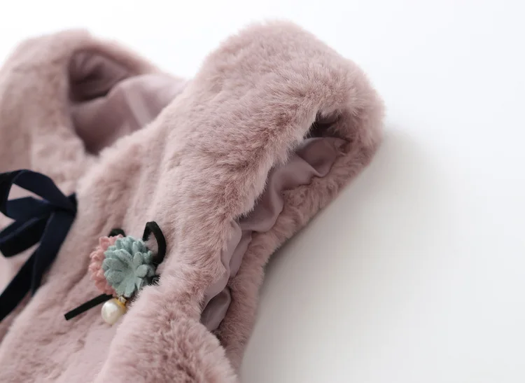 Sodawn/ г. Осенне-зимняя одежда для маленьких девочек вельветовое платье с длинными рукавами и цветочным рисунком Модный меховой жилет 2 шт., одежда для детей