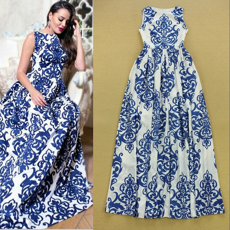 High quality new 2015 Summer Maxi dress designer women's Sleeveless