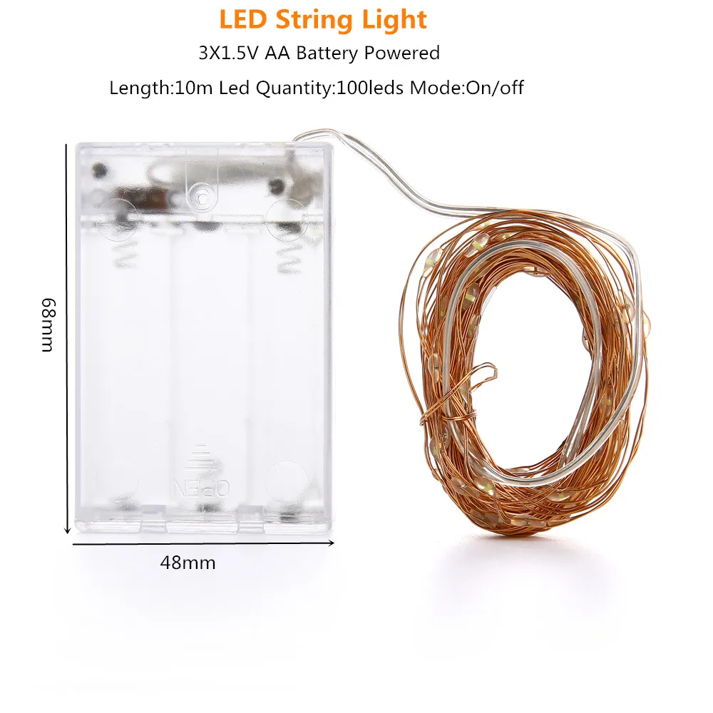 battery LED String lights Holiday lighting For Fairy Christmas Garland Wedding Party Decoration