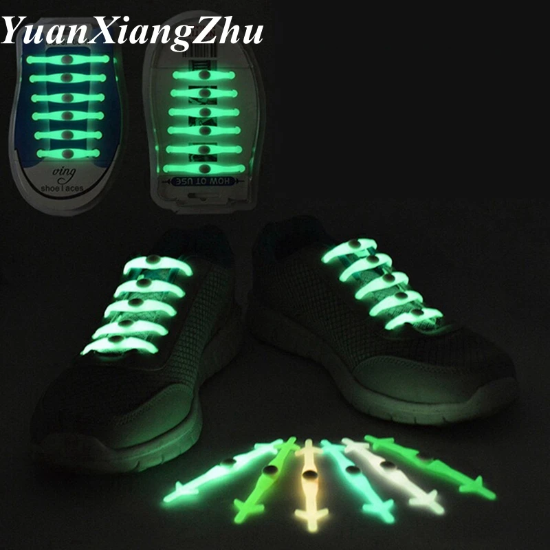 Без галстука силиконовый Shoeslace светильник Светящиеся Шнурки вспышки вечерние светящиеся шнурки шнурка шнурки ленивые 12 шт./компл. L3