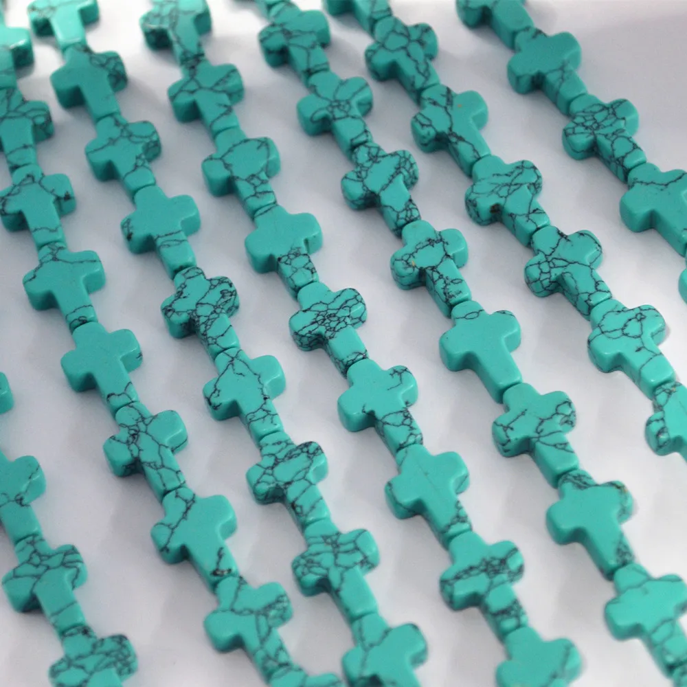 Fashion Natural Real Gem Stone Howlite Beads Cross Shaped New Designer