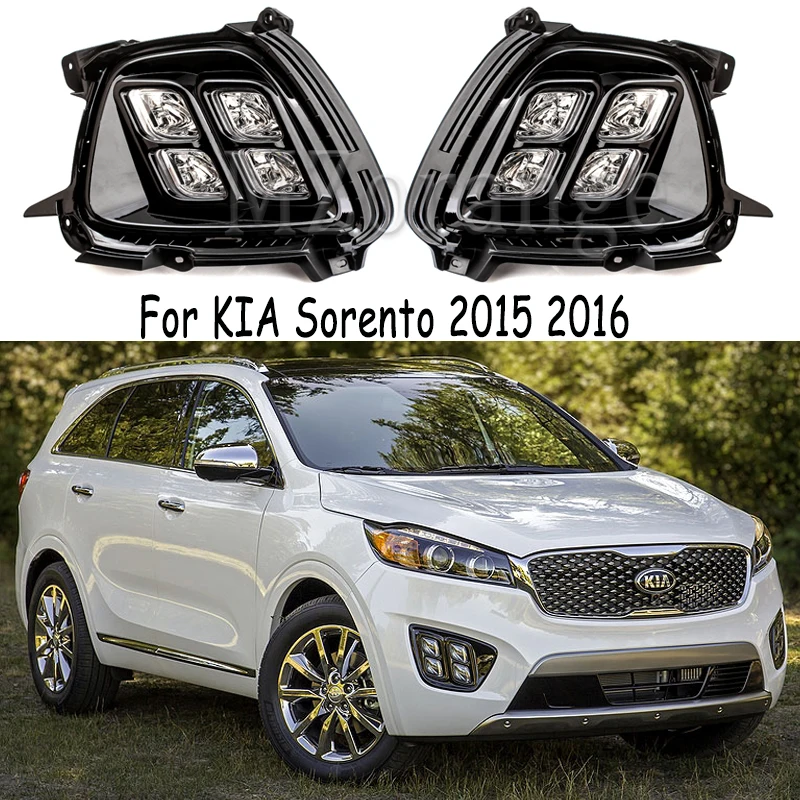 

2pcs LED DRL For KIA Sorento 2015 2016 DRL Daytime Running Light Daylight car lights 12v fog lamps fog lights headlights