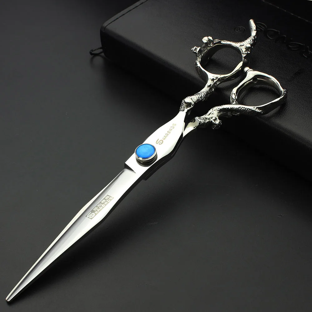7inchSilver Cut A Japan440c Профессиональный Парикмахерские ножницы Дракон ручка Ножницы 5,5/6/7 дюймов Парикмахерская магазинные ножницы инструмент - Цвет: 7inchSilver Cut A