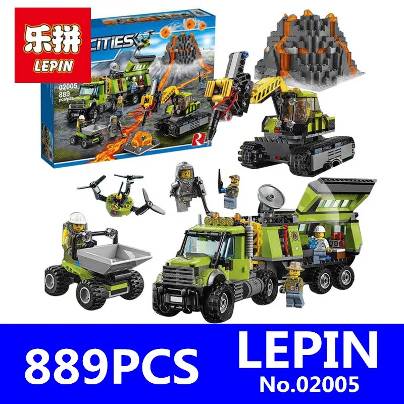 

Compatible City LEPIN 02005 889Pcs The Volcano Exploration Base 02005 Building Blocks Policeman Educational Toys For Children