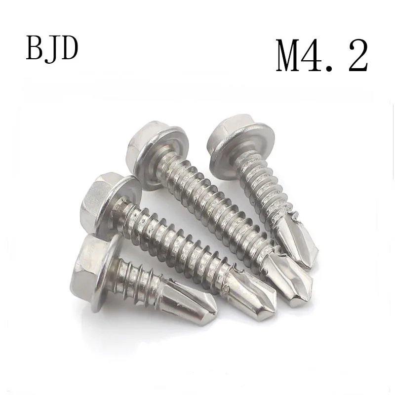 50pcs M4.2 ST4.2 304 stainless steel six corners drilled screw color