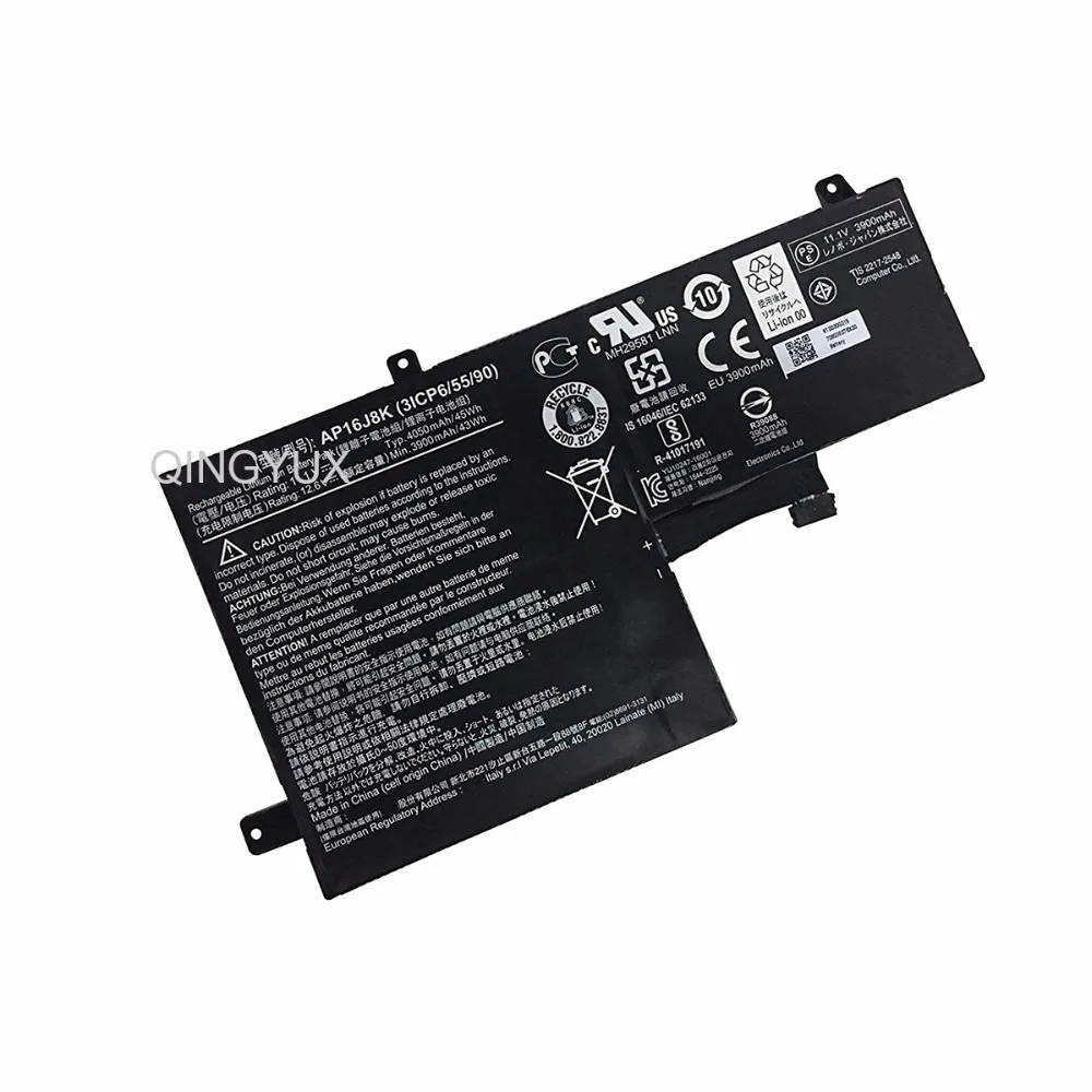 QINGYUX New 11.1V 45Wh 4050mAh AP16J8K Laptop Battery for Acer C731 3ICP6/55/90 Series Notebook Pack | Компьютеры и офис
