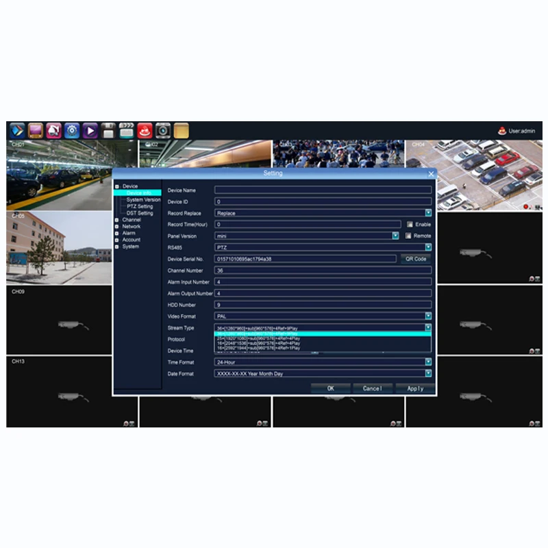 Сетевой видеорегистратор 25Ch P2P облачный сервер (NVR) макс. 25CH 960P/16CH 1080P 9 шт. HDD