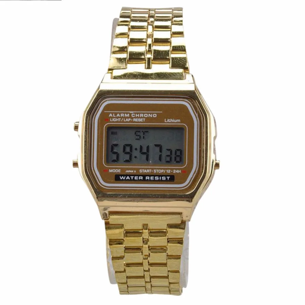 Relogio Masculino Vintage Watch font b Electronic b font Digital Display Retro Style Watch Gold Silver