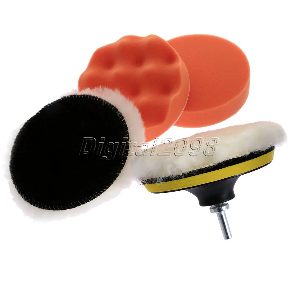 

5" 6 pcs Gross Car Polishing Buffer Pad Set Auto Wash Woolen Buffing pad Set for Car Polisher +M10 thread drill adapter Buffer