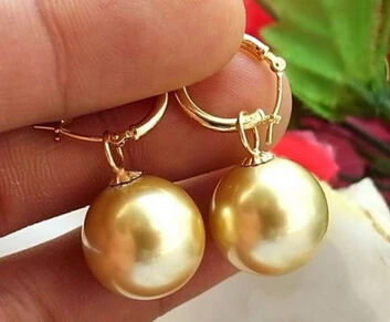 

HOT SELL - shitou 00536 Large 14MM DRIP Golden SOUTH SEA SHELL PEARL DANGLE EARRING -Top quality free shipping