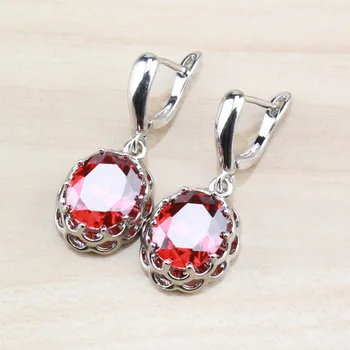

Silver Color Jewelry Sparkling Red Garnet Health Fashion Drop Earrings For Women Free Shipping&Gift Jewelry Box DH02