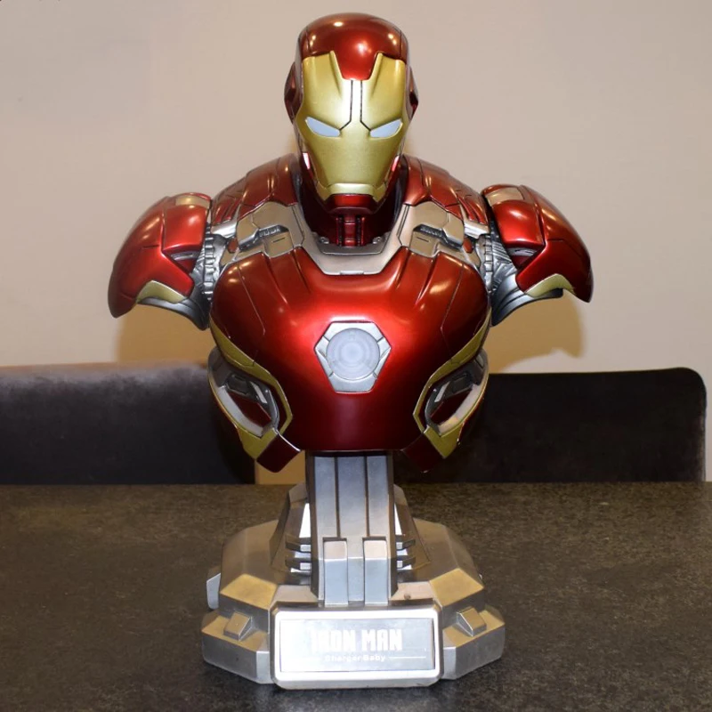 

SOSO COOL! 1:2 Scale Iron Man MK45 Tony Strak !NEW IRON MAN MODEL 40CM Resin BUST With Led Eye and breast core energy