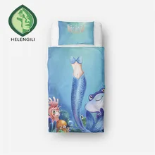 HELENGILI 3D Bedding Set Mermaid Print Duvet cover set lifelike bedclothes with pillowcase bed set home Textiles #RW-09 HELENGILI 3D Bedding Set Mermaid Print Duvet cover set lifelike bedclothes with pillowcase bed set home Textiles #RW-09