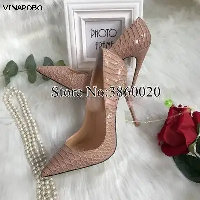 Nude high heels 2019 snake Patent Leather print Women shoes pumps party wedding shoes Women size 43 shallow sexy ladies shoes