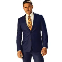 Костюм из двух предметов платье синий мужской свадебный костюм мужской формальный костюм на выход с двумя пуговицами куртка из двух предметов+ брюки