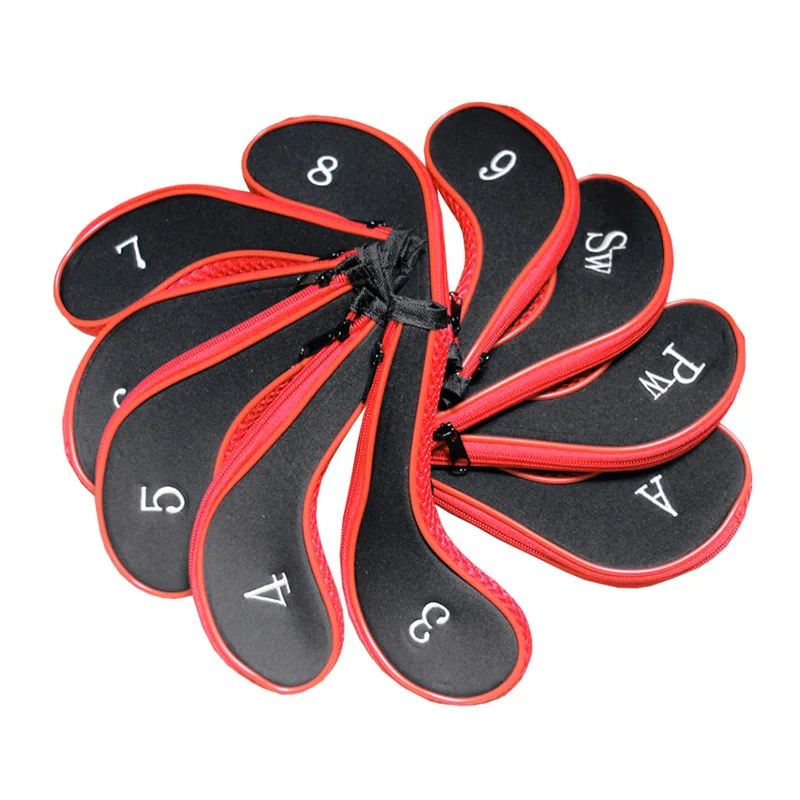 حديثا 10 قطعة كم النيوبرين انغلق نادي الغولف الحديد مضرب Headcovers غطاء رأس حماية حالة في الهواء الطلق الرياضية FMS19