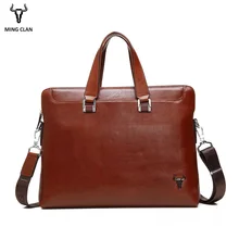 Mingclan мужской портфель, сумка для ноутбука, сумка из натуральной воловьей кожи, сумка для ноутбука, Офисная сумка на плечо, деловая сумка для документов