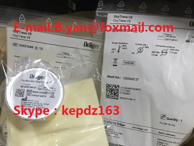 

100% New Original Draeger O2 sensor Oxytrace VE for Drager ventilator MX01049 Oxygen Sensor MX01049-13