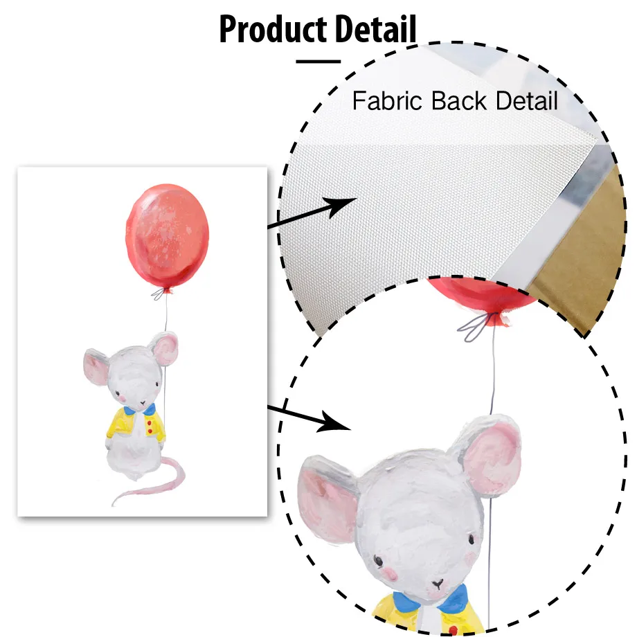 Кролик Мышь воздушный шар скандинавские плакаты и принты настенные художественные картины на холсте акварельные Мультяшные настенные картины для детской комнаты декор