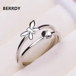 S925 серебряные Регулируемые параметры Ring бабочка выводы кольцо крепления Для женщин аксессуары Женская девочек Jewwelry