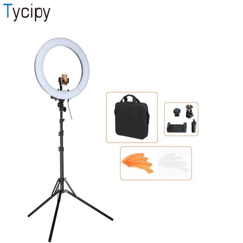 Tycipy 1" светодиодный светильник 55 Вт 5500K с регулируемой яркостью для камеры Фото/Студия/телефон/видео светильник с пластиковым штативом