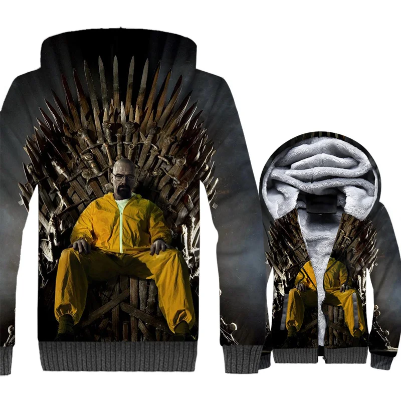 

Breaking Bad Jacket Walter White Hoodie Men Hesisenberg Hooded Sweatshirt Winter Thick Fleece 3D Print Coat Hip Hop Streetwear