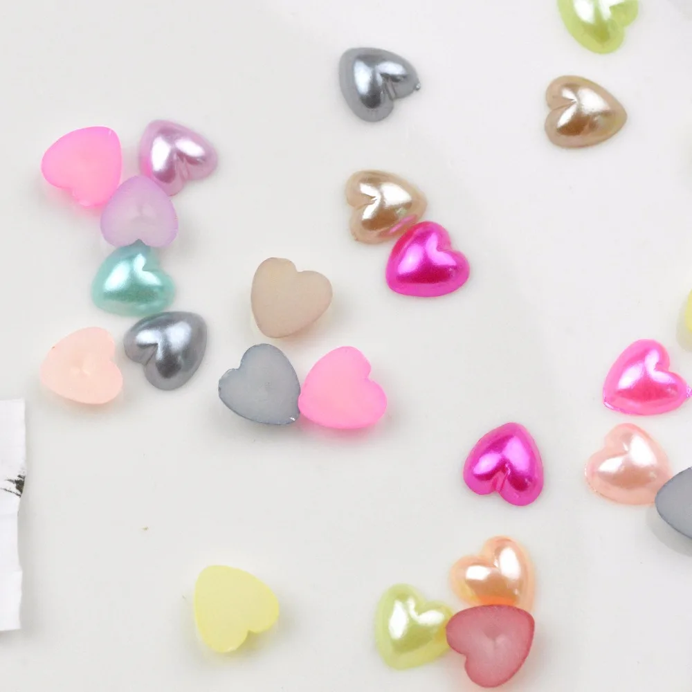 FLTMRH 12MM 100PCS Mix Color Imitation Pearl Half Round Flatback Heart Shape Beads for Scrapbook Wedding Cards Embellishments | Украшения и