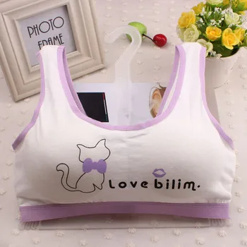 

New Lovely Girls Cartoon Cat Letter Printing Underwear Bra Child Girl Fashion Vest Kids Girls Casual Underclothes Sport Undies