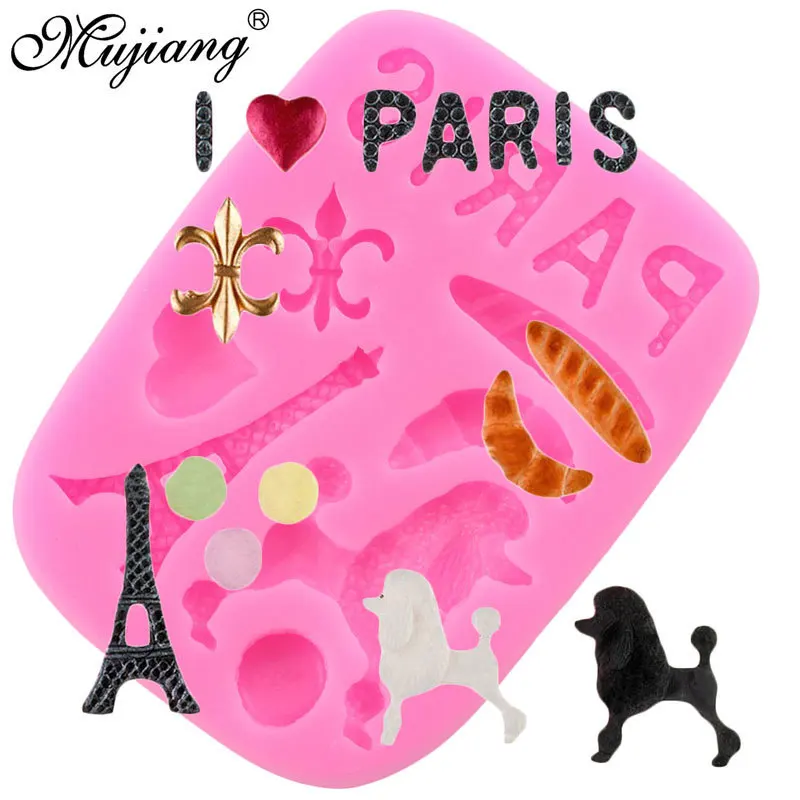 

Paris Themed Silicone Mold Sugarcraft Fondant Chocolate Candy Gumpaste Mold Cupcake Topper Cookie Baking Cake Decorating Tools