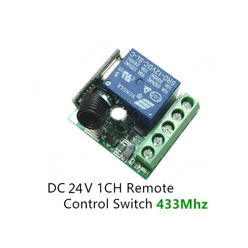 433Mhz Universal RF Remote Control DC 24V 1CH Relay Receiver Module for garage/door/Light/LED/Fanner/motor/Signal transmission 433Mhz Universal RF Remote Control DC 24V 1CH Relay Receiver Module for garage/door/Light/LED/Fanner/motor/Signal transmission