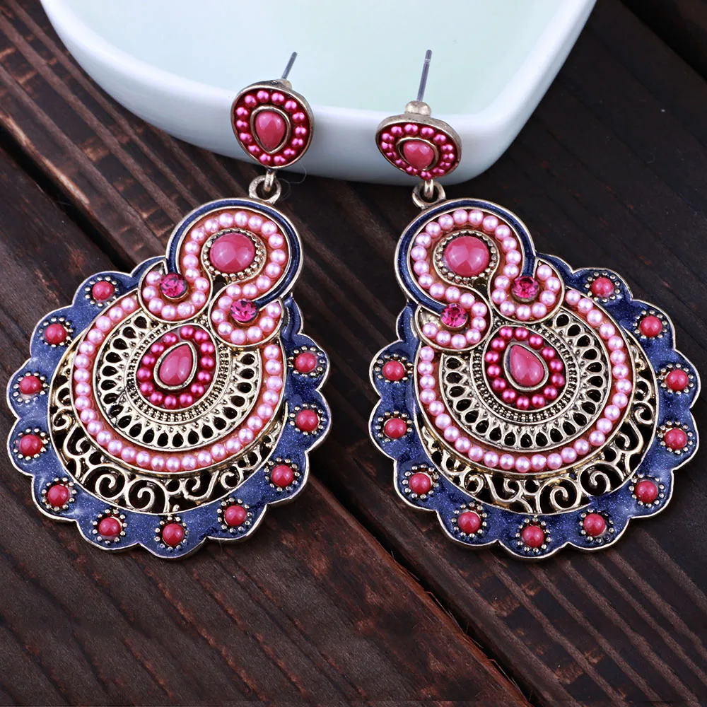 Этнический стиль бохо бусины Серьги капли Винтаж имитации жемчуга этнические