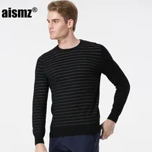 Aismz брендовая одежда, мужской свитер, пуловеры, хлопок, узор в полоску,, осень, свитер с круглым вырезом, верхняя одежда для мужчин AZ0007