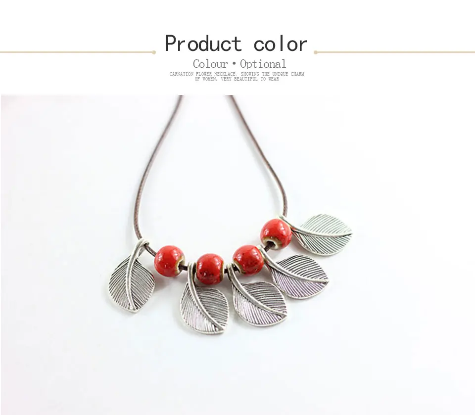 Ceramic Flower Glaze Leaf Necklace Women's Simple Temperament Clavicle Chain Pendant Clothes Jewelry Wild To Send Girls Gifts (6)
