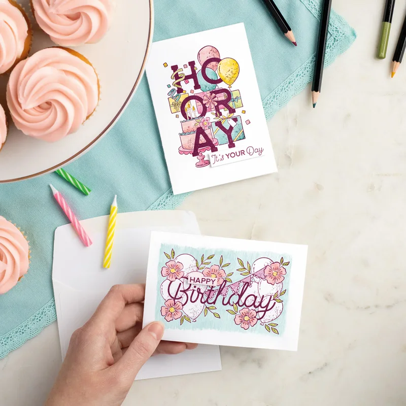 

JC Metal Cutting Dies and Rubber Stamps for Scrapbooking Craft Hooray Birthday Die Cut Stamp for Card Make Stencil Album Decor