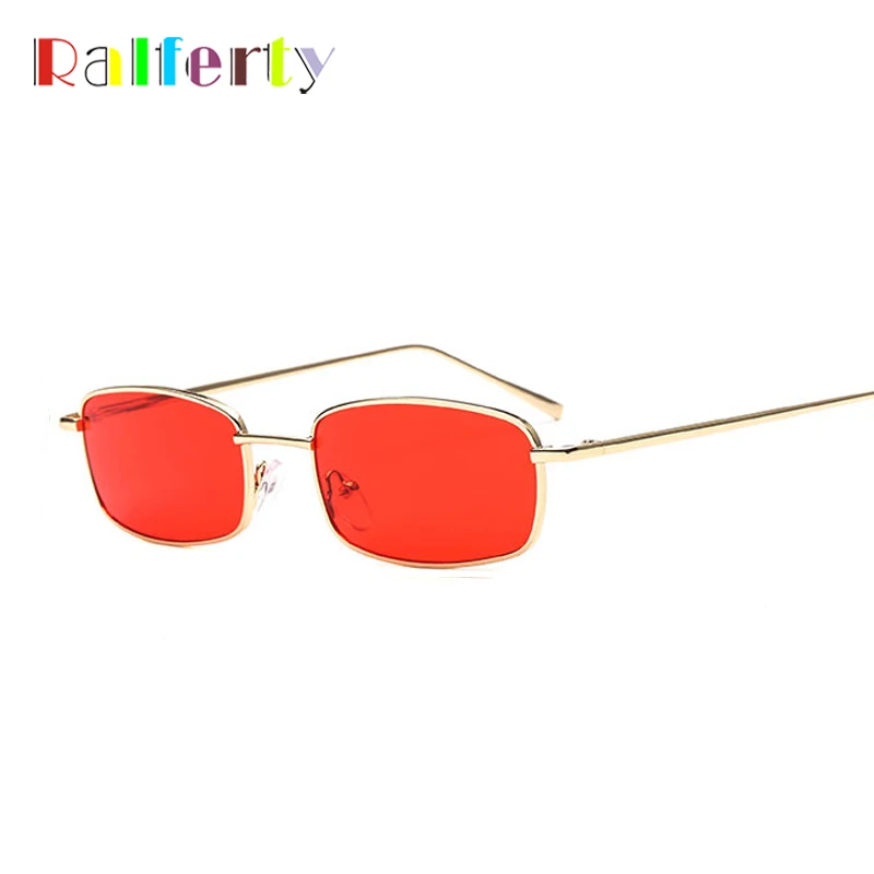 Ralferty, тонкие маленькие прямоугольные солнцезащитные очки, женские металлические Квадратные Солнцезащитные очки, мужские золотые и черные очки, винтажные Ретро солнцезащитные очки D5104