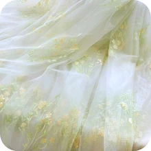 Двустороняя симметрия светло-зеленый цветок вышивка кружевной материал для свадьбы платье тюль юбка материал ткани для пэчворка