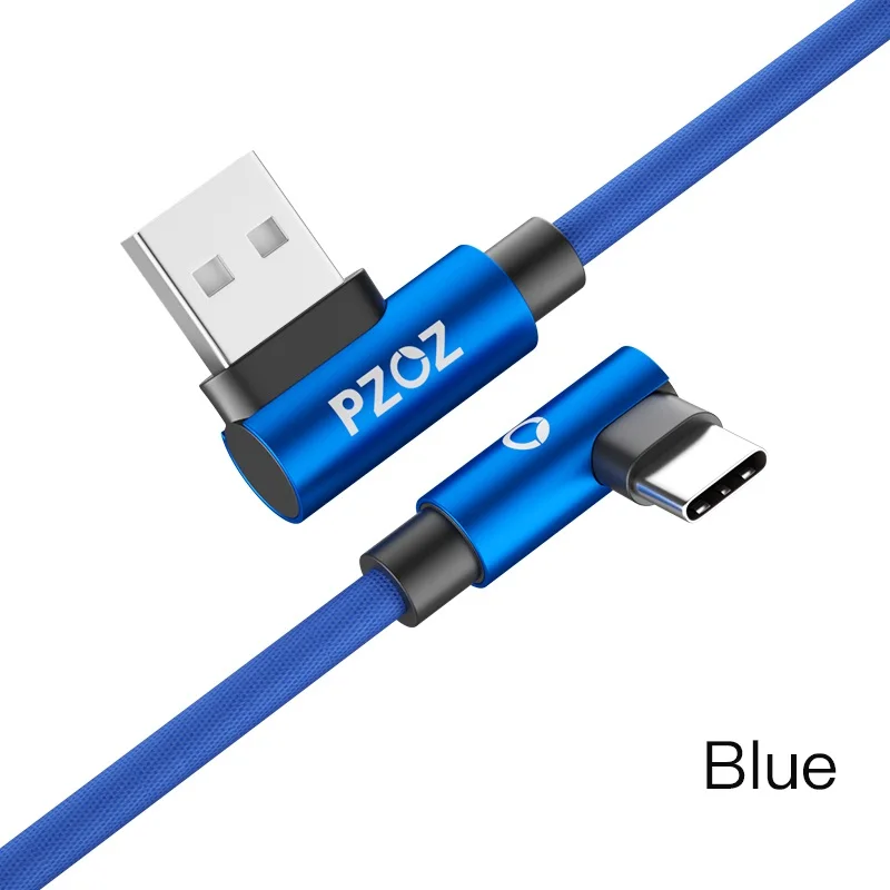 PZOZ usb type C 90 градусов быстрая зарядка usb c кабель type-c кабель для передачи данных зарядное устройство usb-c для samsung S9 s8 Note 9 huawei mate 20 Pro - Цвет: Blue