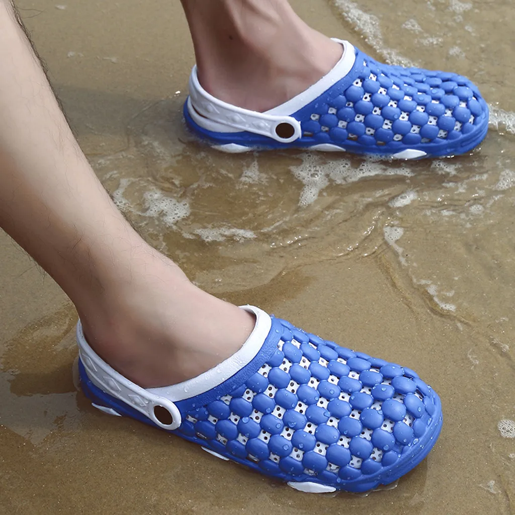 

Men's Mixed Color Sandals Lightweight Breathable Beach Shoes Non-Slip Hole Shoes 2019 summer Non-slip hole shoes Flip Flops